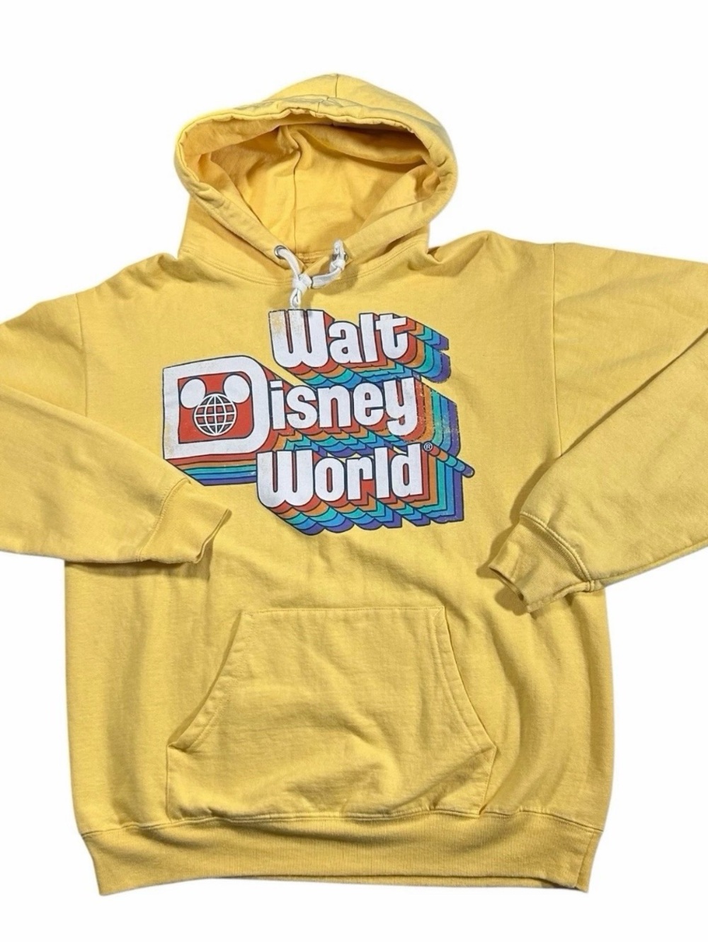 Disney Cream Fleece Pullover with Blue Logo Print